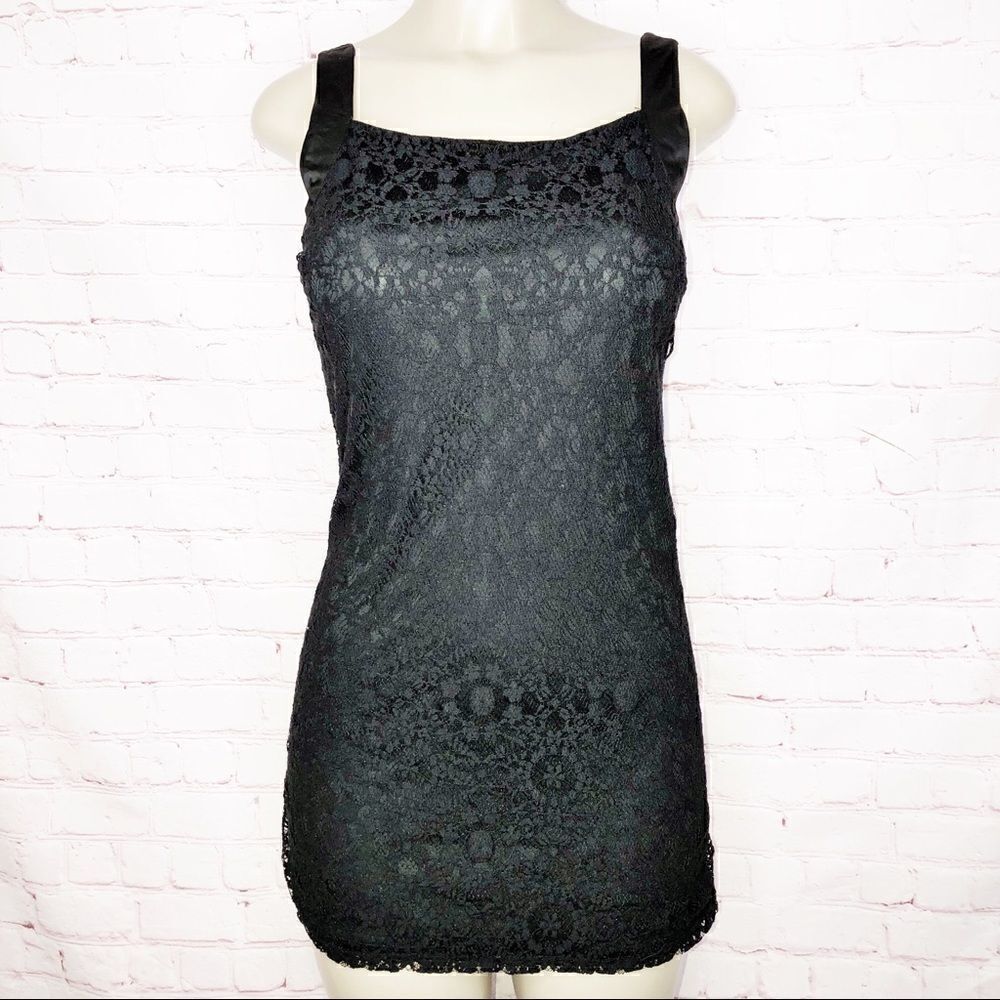 Halo black lace mini dress